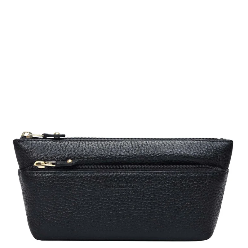 دا ميلانو Wax Leather Multi Pouch - Black